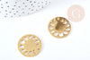 Pendentif médaille phases Lune ajouré acier 201 inoxydable doré 23mm, x1 (G8720)