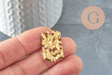 Pendentif médaille rectangle martelée laiton brut, sans nickel,médaille dorée,laiton brut, 25x16mm, X5 (G2672)