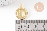 Pendentif médaille rond LOVE laiton doré 20.5mm, x1 (G10814)