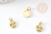 Pendentif médaille rond abeille laiton doré 10mm, x1 (G3371)
