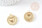 Pendentif médaille rond coeur émail laiton doré 18K et zircon 23.5mm, x1 (G3589)