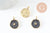 Pendentif médaille rond étoile émail noir laiton doré, pendentif laiton émaillé,sans nickel,18mm, x1 G4369