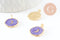 Pendentif médaille rond lune émail violet laiton doré 18mm, x1 (G4272)