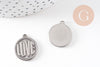 Pendentif médaille ronde LOVE acier 201 inoxydable platine 21mm, x1 (G10799)