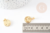 Pendentif médaille ronde Taureau laiton doré 18K - 16.5mm, un pendentif doré astrologique création bijoux,16.5mm, x1 G4930