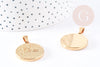 Pendentif médaille ronde Vierge acier 304 inoxydable doré à graver, x1 (G6113)