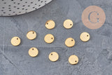 Pendentif médaille ronde acier 201 inoxydable doré 8mm, x10 (3gr) (G2440)