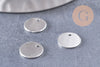 Pendentif médaille ronde acier inoxydable argenté 10mm, x10 (G3398)