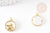Pendentif médaille ronde ange laiton doré nacre et zircon, pendentif nacre et laiton doré pour création,médaille or,17.5mm, x1 G3569
