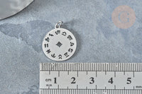Pendentif médaille ronde astrologie argenté acier inoxydable 22mm,signe astrologique, , x1 G7602