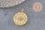 Pendentif médaille ronde boussolle étoile laiton doré 18K zircons, un pendentif doré avec cristal pour création bijoux,29.8mm, x1 (G7043)