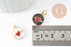 Pendentif médaille ronde coeur oeil émail rouge laiton doré ,pendentif laiton amour 14mm, x1 (G4292)