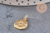 Pendentif médaille ronde étoile laiton doré zircons, un pendentif doré avec cristaux pour création bijoux,15mm, x1 (G3542)