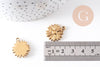 Pendentif médaille ronde fleur marguerite acier 304 inoxydable doré 21.5mm, x1 (G10481)