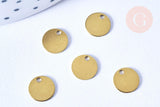 Pendentif médaille ronde laiton brut 8mm, x5 (G6507)
