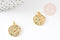 Pendentif médaille ronde lune laiton doré zircons colorés 17mm, x1 (G4749)