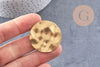 Pendentif médaille ronde martelée laiton brut,non percé, sans nickel,médaille dorée,laiton brut, médaille ronde,35mm, X2 (G2758)