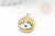 Pendentif médaille ronde oeil émail blanc laiton doré 18K et cristal zircon,pendentif laiton amour 22.5mm, x1 G3553