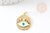 Pendentif médaille ronde oeil émail blanc laiton doré 18K zircon 22.5mm, x1 (G3553)