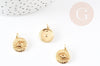 Pendentif médaille ronde oeil laiton doré 18K texturé 15.5mm, un pendentif doré sans nickel pour la création, x1 G4654