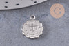 Pendentif médaille ronde signe astrologique laiton platine 14mm, x1 (G3462)