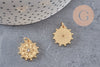 Pendentif médaille ronde soleil laiton doré zircon blanc, un pendentif doré avec cristal pour création bijoux,18mm, x1 (G4467)