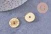 Pendentif médaille ronde soleil laiton doré zircon rouge 16.5mm, x1 (G3473)