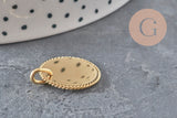 Pendentif médaille ronde tressée acier 304 inoxydable doré personnalisable 18mm, x1 (G11376)