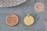 Pendentif médaille ronde tressée acier 304 inoxydable doré personnalisable 18mm, x1 (G11376)
