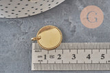 Pendentif médaille ronde tressée acier 304 inoxydable doré personnalisable 18mm, x1 (G11376)