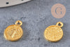 Pendentif médaille rondes Saint Benoit zamac doré 14mm, médaillon religionsans nickel, x10 (G1623)