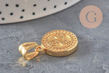 Golden 304 stainless steel triskelion medal pendant IP 22.5mm, x1 (G11359)