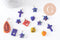 Pendentif millefiori verre murano 15-43mm, pendentif verre artisanal forme variée, x2 (G1130)