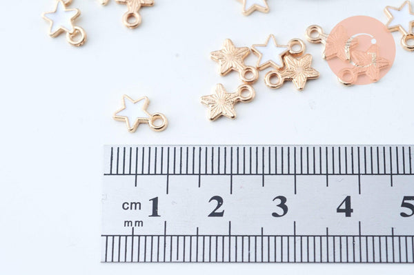 Pendentif mini étoile zamac doré résine blanche 9mm,pendentif doré pour création de bijoux, x5 G6096
