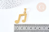Pendentif note de musique acier doré inoxydable 33mm, x1 (G8771)