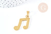 Pendentif note de musique acier doré inoxydable 33mm, x1 (G8771)