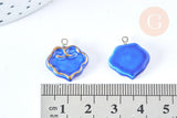 Pendentif nuage bleu porcelaine laiton Platine 17-18mm, pendentif porcelaine pour fabrication bijoux DIY, x1 (G7149)
