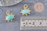 Pendentif oeil amazonite naturelle argent 925 doré 18K 15mm,x1 (G9871)