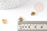 Pendentif oeil doré cristal zircon coloré 9mm, x1 (G3592)