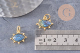 Pendentif oeil labradorite naturelle argent 925 doré 18K 15mm, pendentif amulette pierre naturelle x1 (G9866)