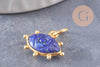 Pendentif oeil lapis lazuli naturel argent 925 doré 18K 15mm,pendentif amulette pierre naturelle x1 (G9868)