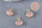 Pendentif oeil quartz rose naturel argent 925 doré 18K 15mm, x1 (G10849)