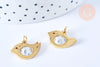 Pendentif oiseau acier 201 inoxydable doré 18K zircon 14mm,acier inoxydable doré pour création bijoux, x1 (G6647)