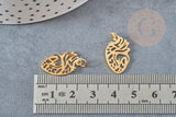 Pendentif organe coeur évidé en acier doré 20mm, breloque doré, acier inoxydable doré, pendentif sans nickel, x1 G7784