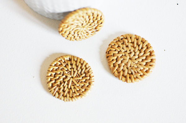 Pendentif osier tressé naturel, perle bois,perle osier, création bijoux, Perles géométriques,30-40mm, X2 G2575