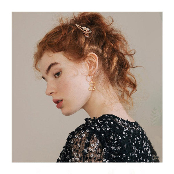 Pendentif ourson cœur acier 201 inoxydable doré 18mm, x1 (G5735)