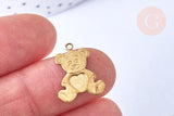 Pendentif ourson laiton brut, x2 (G6447)