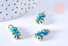 Pendentif ourson laiton doré 18K résine turquoise 17.5mm, pendentif laiton jouet ,x1 (G6642)