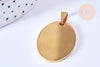 Pendentif ovale acier doré à graver 36mm, x1 (G6881)