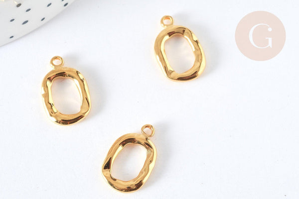 Pendentif ovale acier inoxydable 304 doré 18,5mm,pendentif sans nickel pour création bijoux, x1 G7390